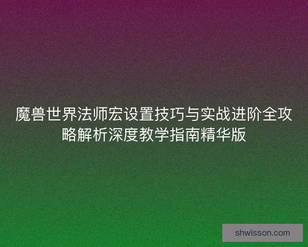 魔兽世界法师宏设置技巧与实战进阶全攻略解析深度教学指南精华版
