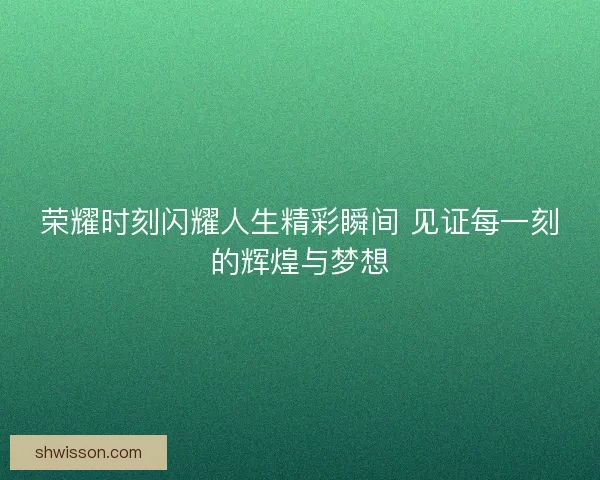 荣耀时刻闪耀人生精彩瞬间 见证每一刻的辉煌与梦想
