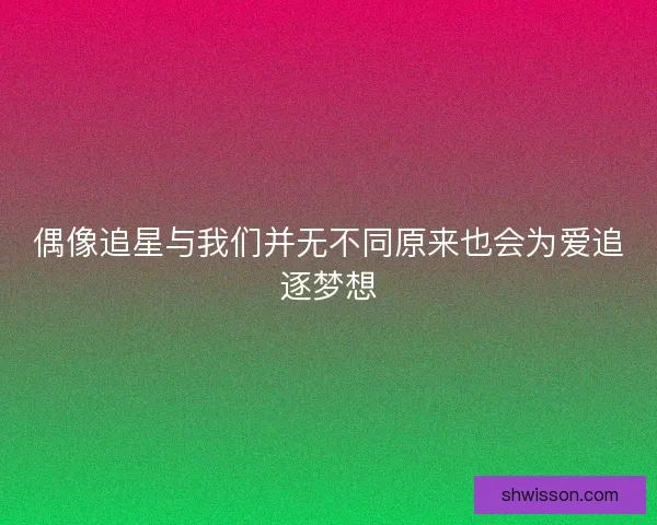 偶像追星与我们并无不同原来也会为爱追逐梦想